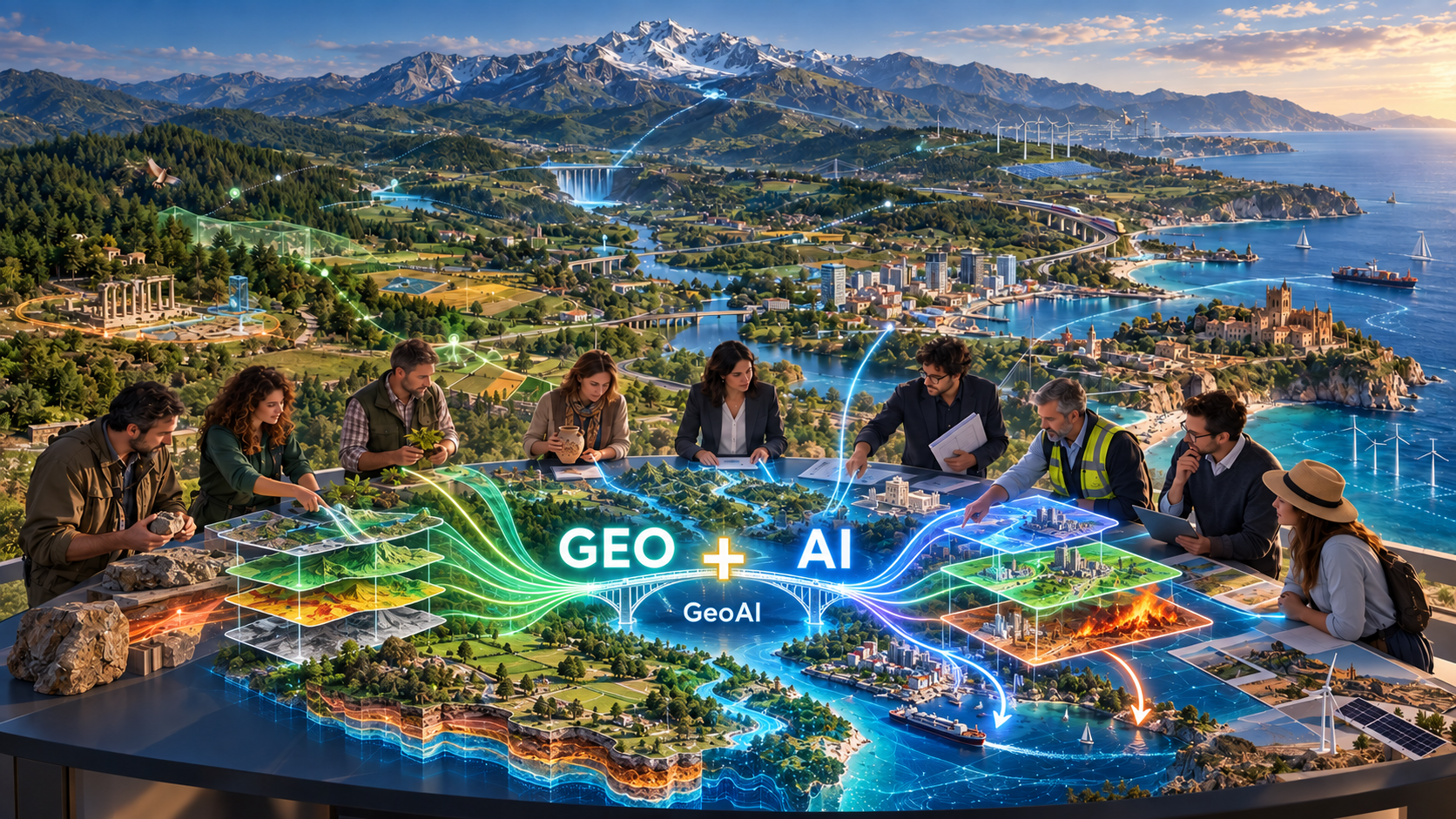 Professionisti di discipline diverse integrano conoscenze del territorio e intelligenza artificiale in un modello GeoAI condiviso per osservare, prevedere e decidere